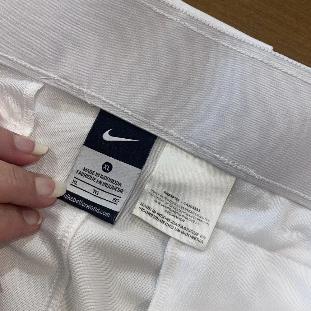 Nike Baseball Pants Men XL‎ White Elastic Ankle Double Knees Swoosh